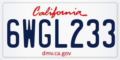 CA license plate 6WGL233