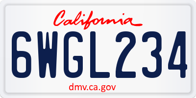 CA license plate 6WGL234