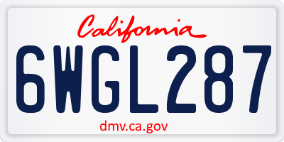 CA license plate 6WGL287