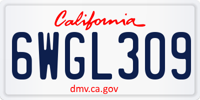 CA license plate 6WGL309