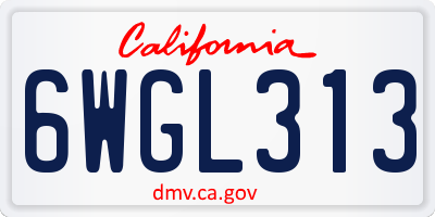 CA license plate 6WGL313