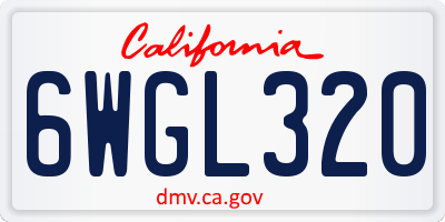 CA license plate 6WGL320