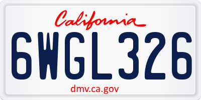 CA license plate 6WGL326