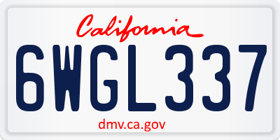 CA license plate 6WGL337