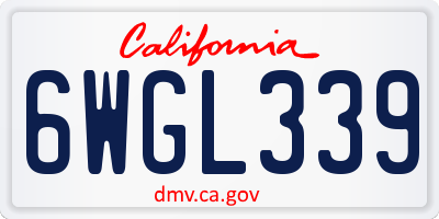 CA license plate 6WGL339