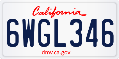 CA license plate 6WGL346