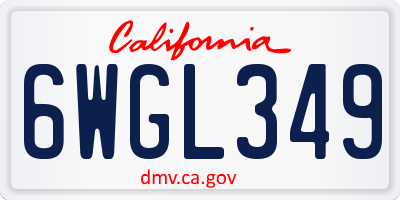 CA license plate 6WGL349