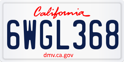 CA license plate 6WGL368