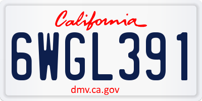 CA license plate 6WGL391