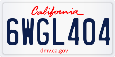 CA license plate 6WGL404
