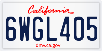 CA license plate 6WGL405