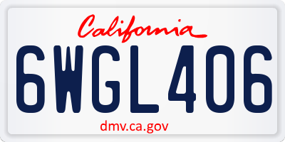 CA license plate 6WGL406