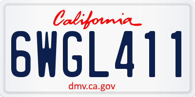 CA license plate 6WGL411