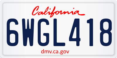 CA license plate 6WGL418