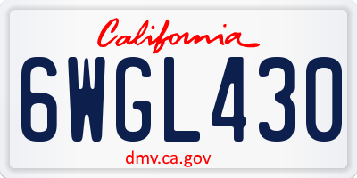 CA license plate 6WGL430