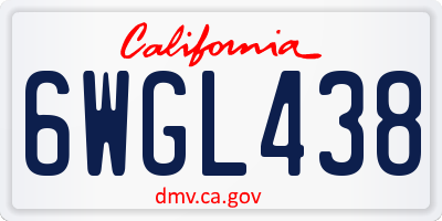 CA license plate 6WGL438