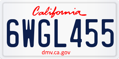 CA license plate 6WGL455