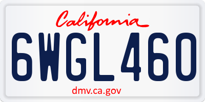 CA license plate 6WGL460