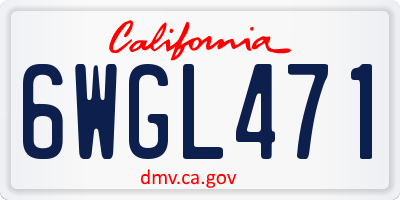 CA license plate 6WGL471