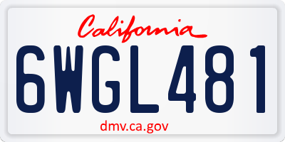 CA license plate 6WGL481