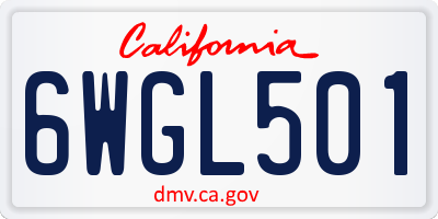 CA license plate 6WGL501