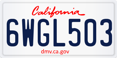 CA license plate 6WGL503