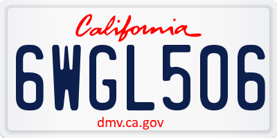 CA license plate 6WGL506