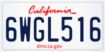 CA license plate 6WGL516