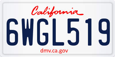 CA license plate 6WGL519
