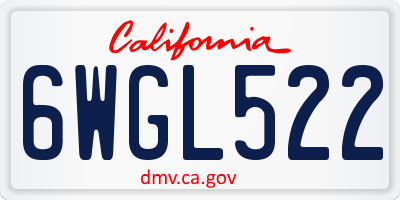 CA license plate 6WGL522