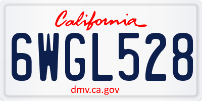 CA license plate 6WGL528