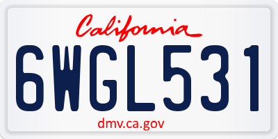 CA license plate 6WGL531