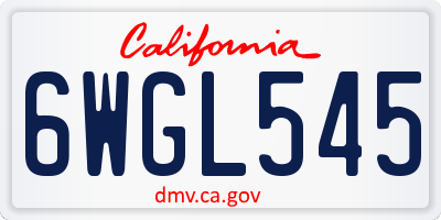 CA license plate 6WGL545