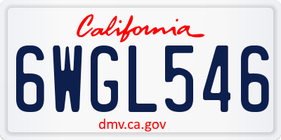 CA license plate 6WGL546