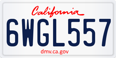 CA license plate 6WGL557