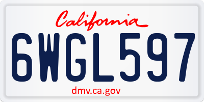 CA license plate 6WGL597