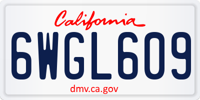 CA license plate 6WGL609
