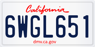 CA license plate 6WGL651