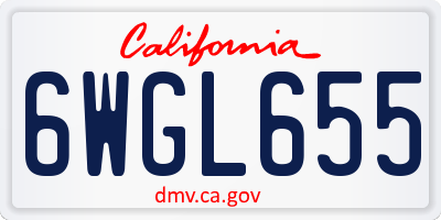 CA license plate 6WGL655