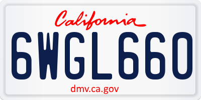 CA license plate 6WGL660