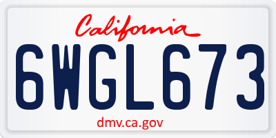 CA license plate 6WGL673