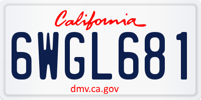 CA license plate 6WGL681