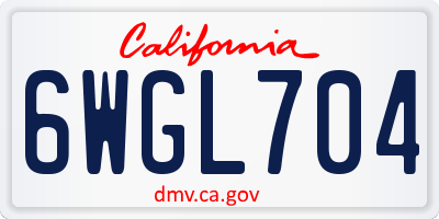 CA license plate 6WGL704