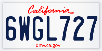 CA license plate 6WGL727