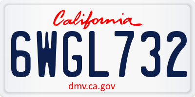 CA license plate 6WGL732