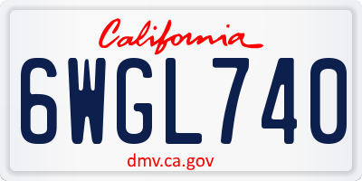CA license plate 6WGL740
