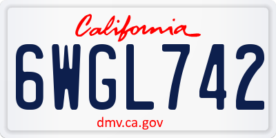 CA license plate 6WGL742