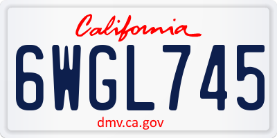 CA license plate 6WGL745