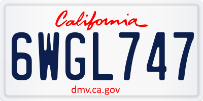 CA license plate 6WGL747