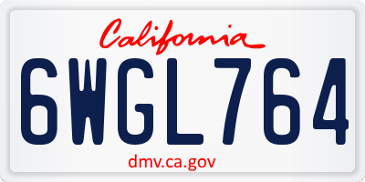 CA license plate 6WGL764